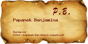 Papanek Benjamina névjegykártya